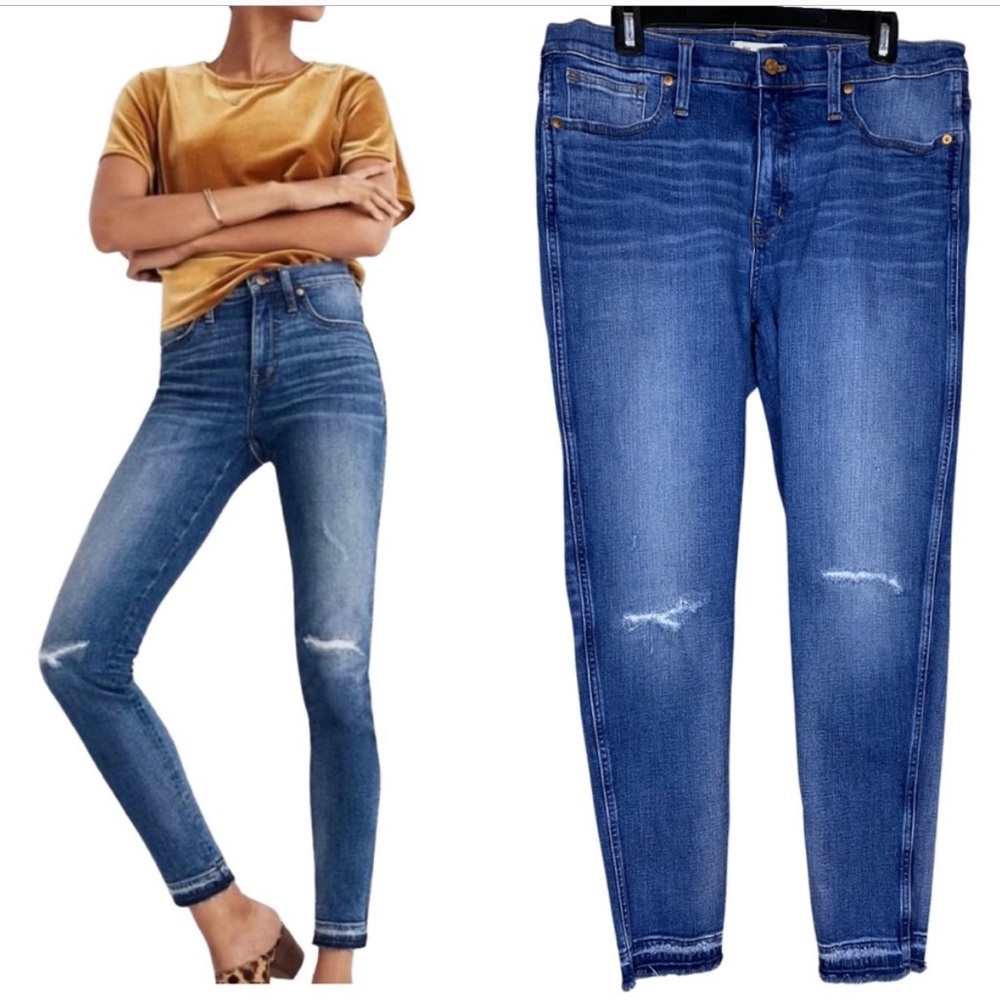 Madewell High Rise Kinney Distressed Jeans Rip and Repair Edition Size 32